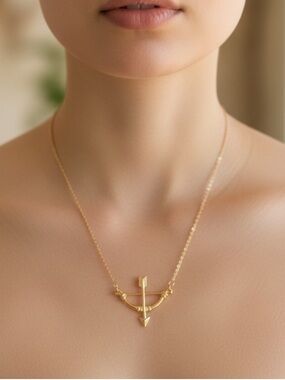 Elegant Gold Bow and Arrow Necklace